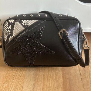 Golden Goose Black Studded Leather Shoulder Bag With Star